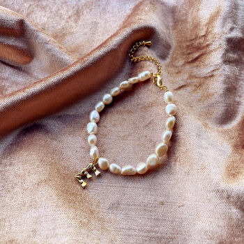 Pearl And Molten Initial Personalised Bracelet, 5 of 10