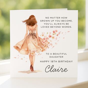 Personalised 18th Birthday Card For Daughter Floral Dress, 4 of 8