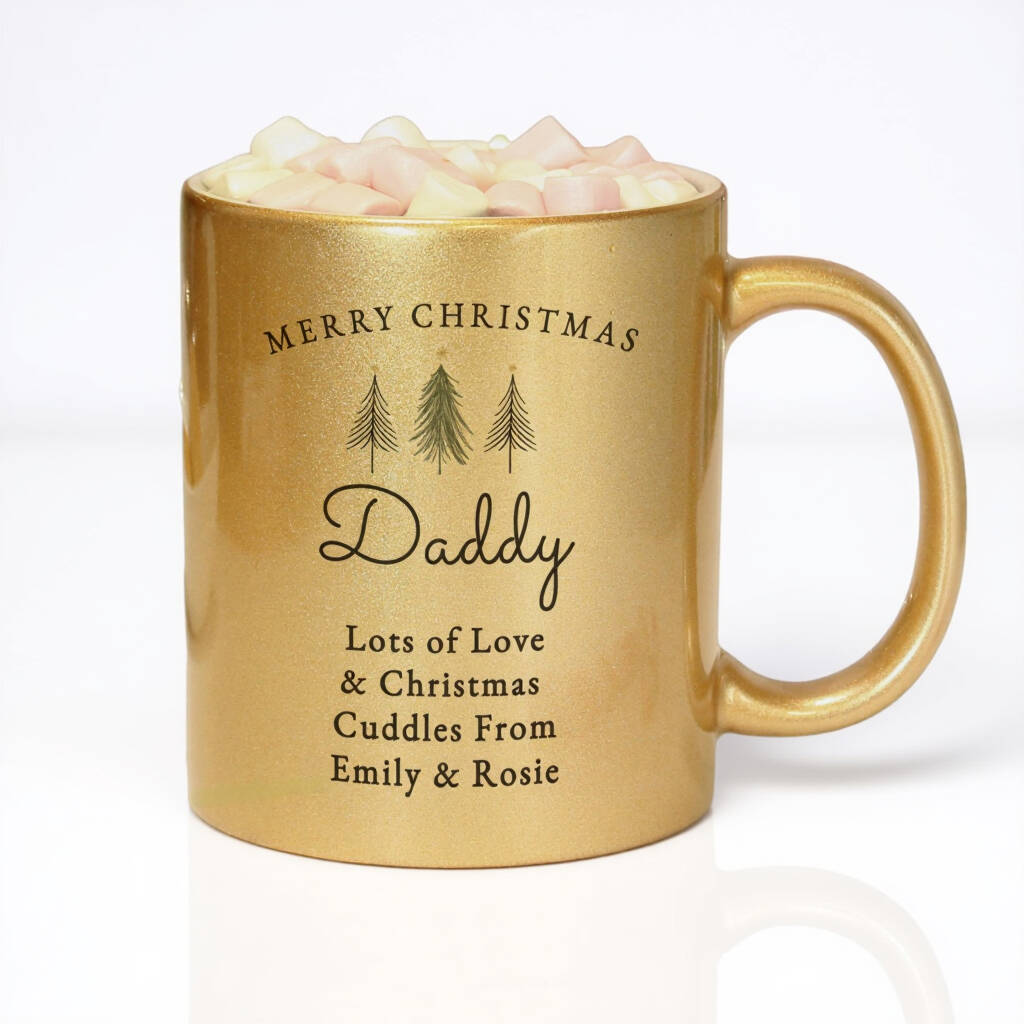 Personalised Christmas Tree Gold Glitter Mug, 1 of 5
