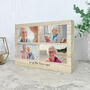 Personalised Freestanding Four Photo Giant Wooden Block 15cm X 21cm Landscape, thumbnail 1 of 5