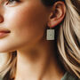 Green And Cream Geometric Earrings, thumbnail 2 of 5