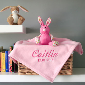 Personalised Pink Blanket, Towel, Comforter Baby Hamper, 5 of 10