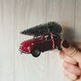 Vw Red Beatle Car With Christmas Tree, thumbnail 2 of 2