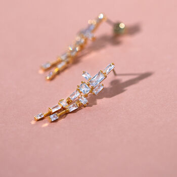 Diamante Long Geometrical Earrings, 8 of 8