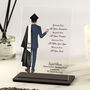 Personalised Graduation Gift For Him – Custom Male Graduate Acrylic Plaque With Poem And Back View Illustration, thumbnail 1 of 6