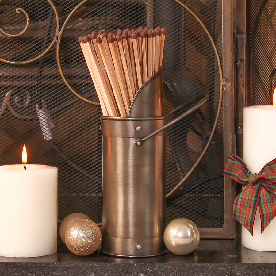 sale brass extra long fireside matches and holder by dibor