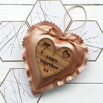 Personalised Leather 25th Silver Anniversary Heart, 4 of 4
