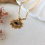Blue Cz Evil Eye 24kt Gold Plated Art Deco Necklace, thumbnail 2 of 6