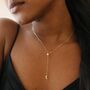 Crystal Moon And Star Lariat Necklace In Gold Plating, thumbnail 1 of 7