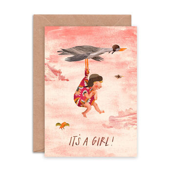 New Baby Girl Stork Card, 2 of 2