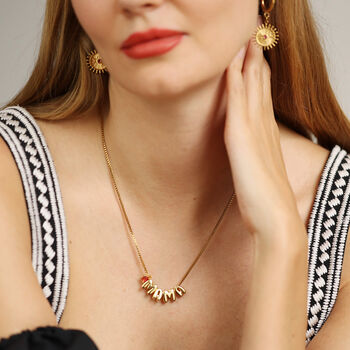 Gift For Mum / Bubble Letter Mama Birth Stone Charm Necklace, 2 of 12