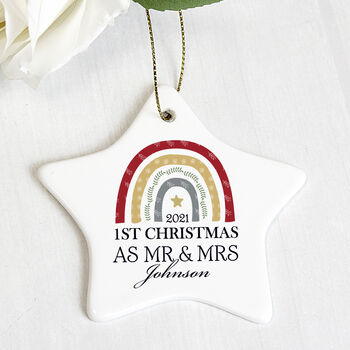 Personalised Christmas Rainbow Ceramic Star Decoration, 2 of 2
