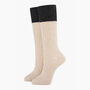 Wool Blend Boot Socks Mid Calf Colour Block Cream Black, thumbnail 4 of 4