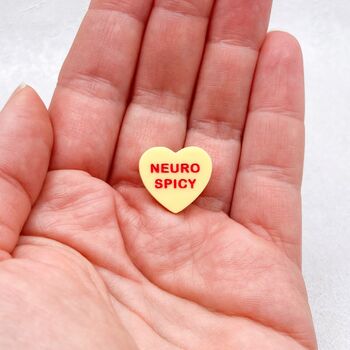 Neuro Spicy Heart Pin Badge, 4 of 8