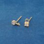 Small Padlock And Key Cz Stone Stud Earrings, Gold, thumbnail 7 of 8