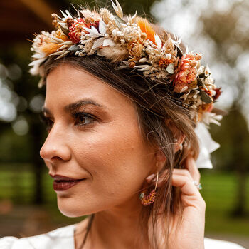 Aurelia Rust Dried Flower Crown Wedding Headband, 2 of 3