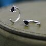 Black Cz Droplet Huggie Hoop Earrings Two, thumbnail 7 of 11