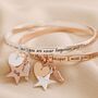 Personalised 'Never Forgotten' Meaningful Word Bangle, thumbnail 1 of 6