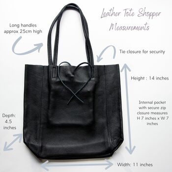 Navy Soft Leather Tote Shopper, 9 of 11