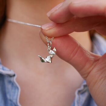 Origami Fox Necklace, Sterling Silver Or Gold Plated, 4 of 12