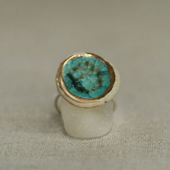 Large Round Turquoise Reef Adjustable Ring, 3 of 4