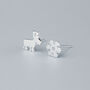 Sterling Silver Reindeer And Snowflake Stud Earrings, thumbnail 3 of 6