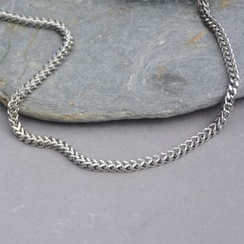 Men's Chunky Wheat Link Stainless Steel Chain, 4 of 8