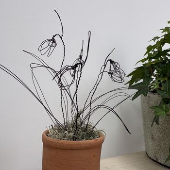 Wire Snowdrops In Handmade Terracotta Pot, 2 of 8