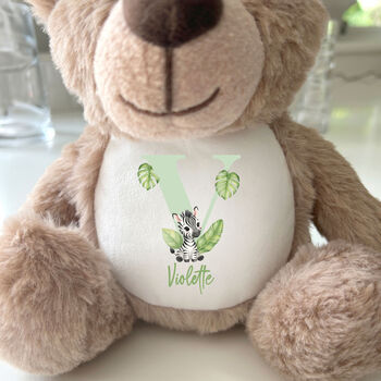 Personalised Animal Alphabet Brown Baby Teddy Bear, 3 of 10