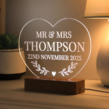 Personalised Wedding Heart LED Light Gift, 10 of 10