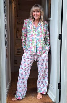 Hand Block Printed Cotton Pyjama Set, 2 of 12