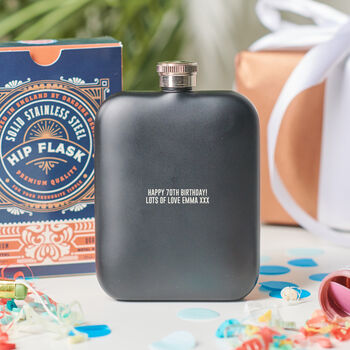 Personalised 70th Birthday Year Hip Flask, 3 of 7