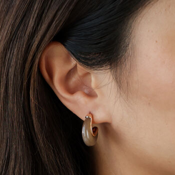 Medium Organic Resin Hoop Earrings In Gold Plating, 3 of 9