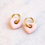 Chunky Huggie Hoop Heart Earrings In Pastel Colours, thumbnail 5 of 5