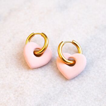 Chunky Huggie Hoop Heart Earrings In Pastel Colours, 5 of 5