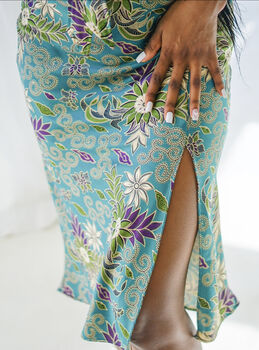 Turquoise Midi Skirt With Side Split, 4 of 5