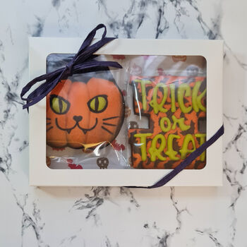 Halloween Iced Biscuit Gift, Pre Order, Pumpkin Kitty, 7 of 10