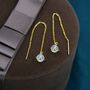 Sterling Silver Frosted Moonstone Planet Threader Earrings, thumbnail 5 of 12