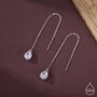 Sterling Silver Pear Cut Cz Droplet Threader Earrings, thumbnail 1 of 11