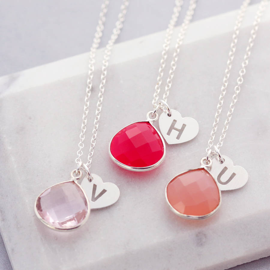 Bridesmaid Set Of Three Pink Gemstone Necklaces By J&S Jewellery