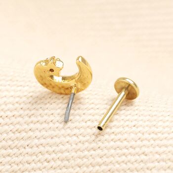Stainless Steel Crystal Star And Moon Piercing Earring, 3 of 3