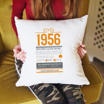 Personalised 70th Birthday Gift 1956 Cushion, 11 of 11