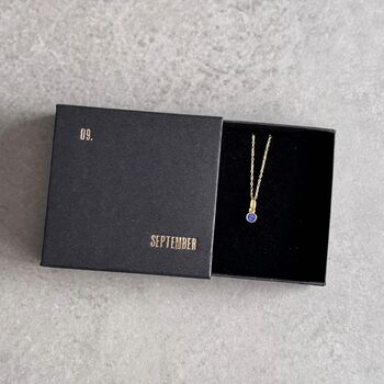 September Birthstone Sapphire Gold Plated Necklace, 7 of 8