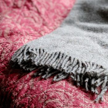 Recycled Wool Blanket Grey Made In Britiain, 6 of 8