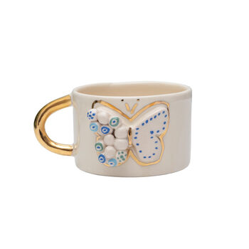 Evil Eye And Butterfly Mug With Gold Plated Handle, 3 of 3
