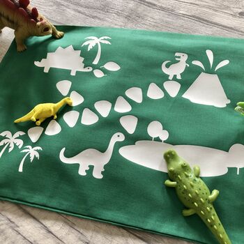 Personalised Dinosaur Park Travel Play Mat Bag, 3 of 5