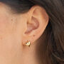 18ct Gold Plated Starburst Cz Heart Huggie Hoop Earrings, thumbnail 1 of 7