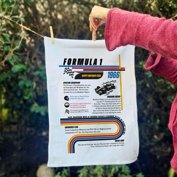 Personalised F1 Season Tea Towel Birthday Gift For Formula One Fan, 5 of 6