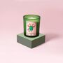 Capricorn Zodiac Illustration Frosted Green Candle, thumbnail 3 of 3