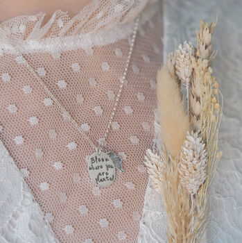 Bloom Quote Hand Stamped Necklace, 4 of 8